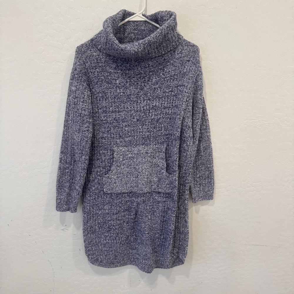 Softies Dress Womens S/M Turtle Neck Blue Knit Cozy Soft Chunky Oversized Lounge